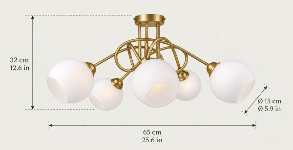 Повърхностно монтиран полилей BAROC 5xE14/40W/230V златен