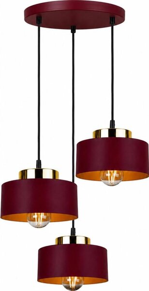 Полилей на кабел IGNIA 3xE27/60W/230V бордо/златист