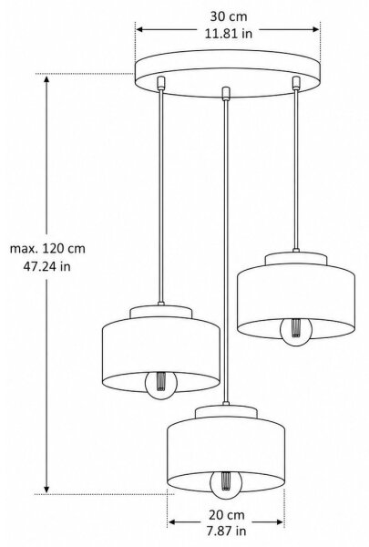 Полилей на кабел IGNIA 3xE27/60W/230V бордо/златист