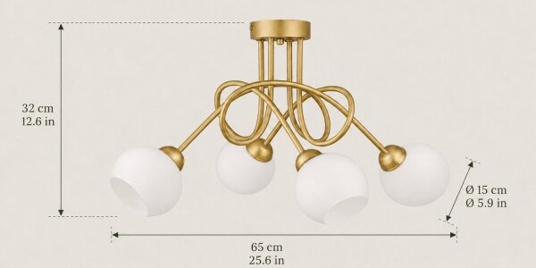 Плафонен полилей BAROC 4xE14/40W/230V златен
