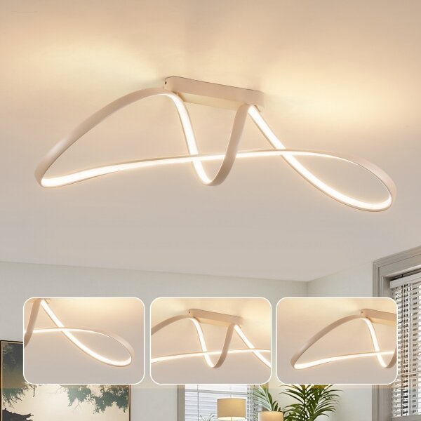 Brilagi-LED Димируем таванен плафон TWISTER LED/60W/230V 3000-6000K бежов+ДУ