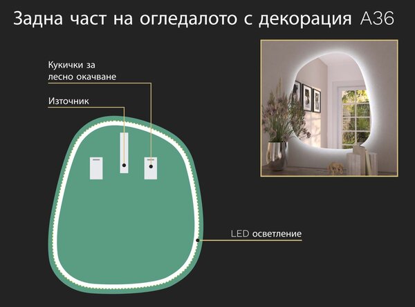 Огледало с органична LED подсветка A36
