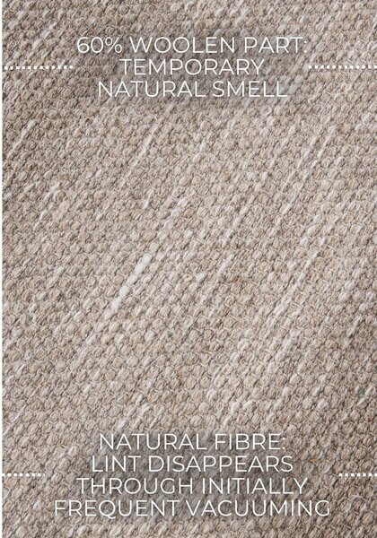 Бежова ръчно изработена пътека със смес от вълна 80x200 cm Pradesh Linen White – Elle Decoration