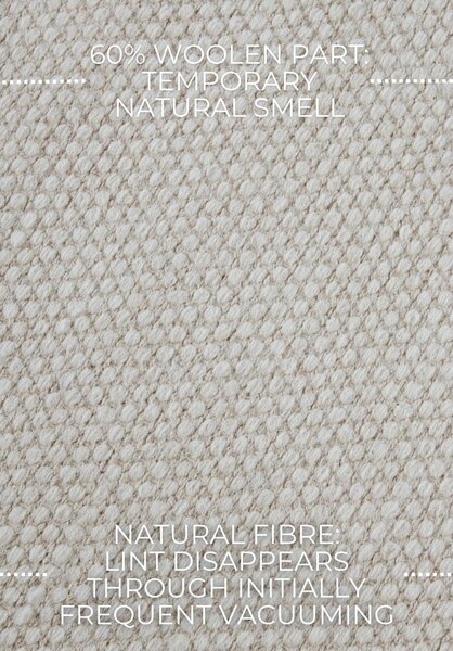 Кремав ръчно изработен килим със смес от вълна 80x150 cm Pradesh Natural White – Elle Decoration