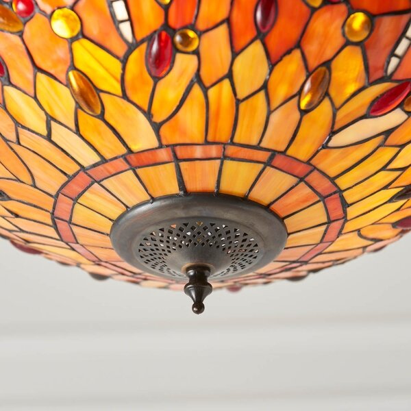 Endon 64076 - Полилей на верига Tiffany DRAGONFLY 3xE27/60W/230V Ø 41 cm