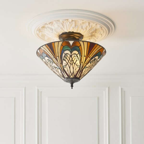 Endon 111905 - Таванен полилей Tiffany HECTOR, 3x E27 / 10W / 230V, Ø 40 cm