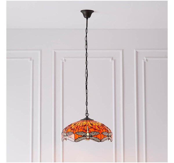 Endon 64081 - Полилей на верига Tiffany DRAGONFLY 3xE27/60W/230V Ø 41 см