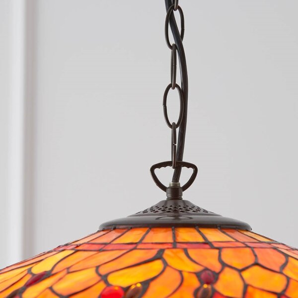 Endon 64082 - Полилей на верига Tiffany DRAGONFLY 3xE27/60W/230V Ø 50 см