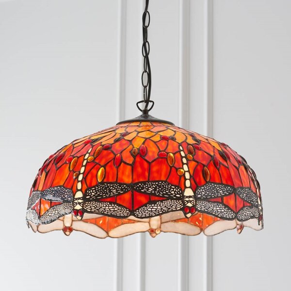 Endon 64082 - Полилей на верига Tiffany DRAGONFLY 3xE27/60W/230V Ø 50 см