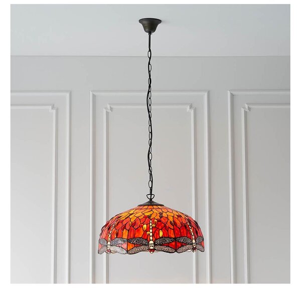 Endon 64082 - Полилей на верига Tiffany DRAGONFLY 3xE27/60W/230V Ø 50 см