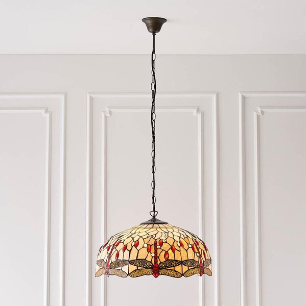 Endon 64079 - Полилей на верига Tiffany DRAGONFLY 3xE27/60W/230V, диаметър 50 см