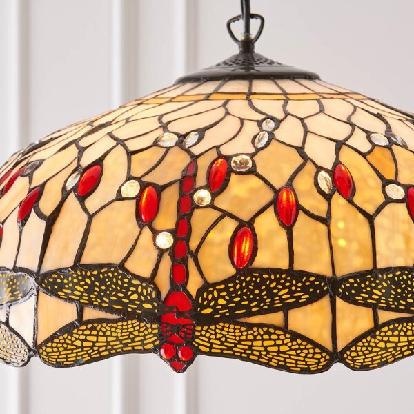 Endon 64079 - Полилей на верига Tiffany DRAGONFLY 3xE27/60W/230V, диаметър 50 см
