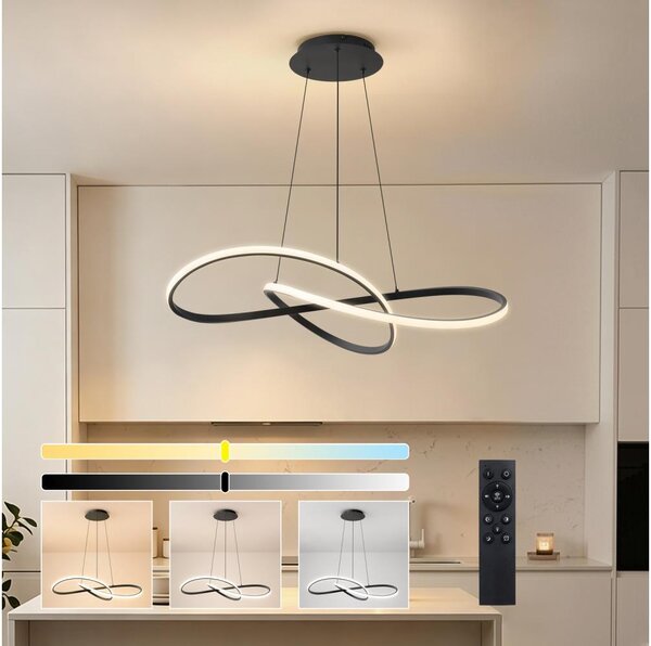 Brilagi - LED димируем полилей на кабел INFINITY LED/80W/230V 80x80 cm черен + ДУ