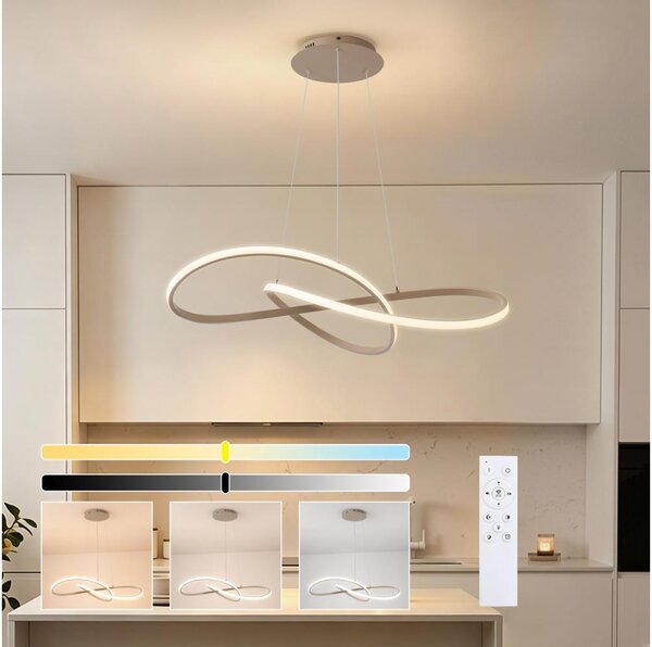 Brilagi - Димируема LED люстра с кабелно окачване INFINITY LED/80W/230V 80x80 cm бежова + дистанционно управление