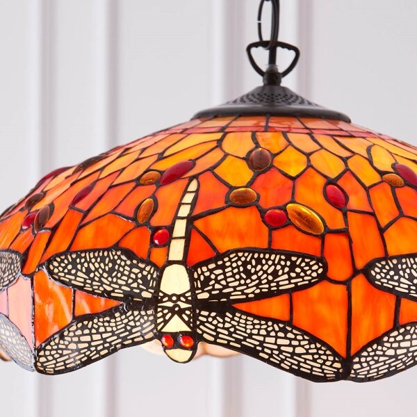 Endon 64081 - Полилей на верига Tiffany DRAGONFLY 3xE27/60W/230V Ø 41 см