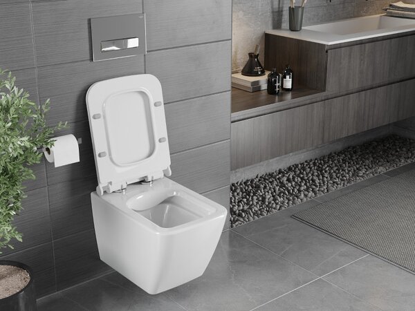 Mexen Vega WC мивка без ръб с бавно падаща дъска slim, дуропласт, бял гланц