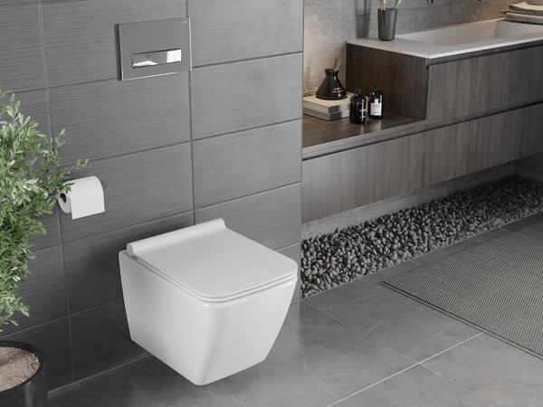 Mexen Vega WC мивка без ръб с бавно падаща дъска slim, дуропласт, бял гланц