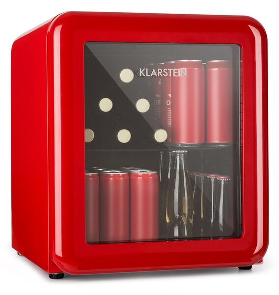 Klarstein PopLife, хладилник за напитки, хладилник, 48 литра, 0 - 10 °C, ретро дизайн, червен