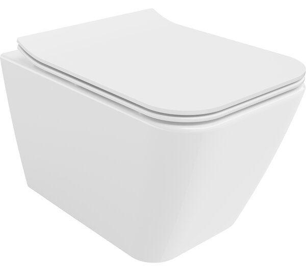 Mexen Cube тоалетна чиния Rimless с бавно падаща капачка slim, дуропласт, бял гланц - 30924000