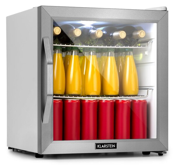Klarstein Beersafe L Crystal White, хладилник, E, LED, 2 метални решетки, стъклена врата, бял