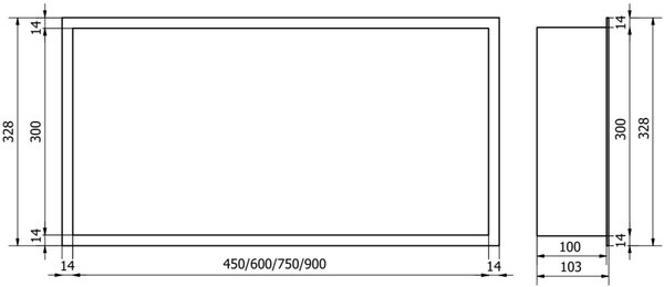 Mexen X-Wall-R нишова полица с фланец 45 x 30 см, инокс - 1910453010
