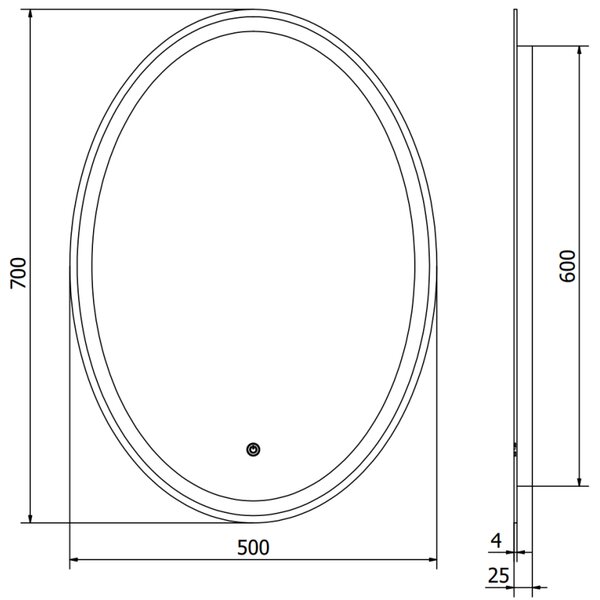 Mexen Elz осветено огледало за баня 50 x 70 см, LED 6000K, антизамъгляване - 9802-050-070-611-00
