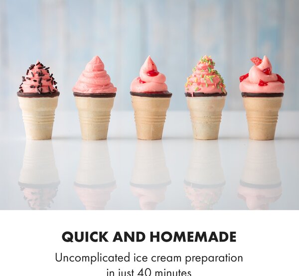 Klarstein Sweet Sundae, машина за сладолед, компресор, 1,5л, неръждаема стомана, бял