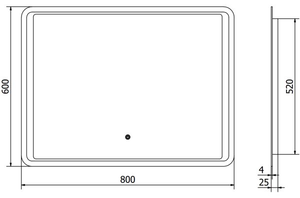 Mexen Zusa осветено огледало за баня 80 x 60 см, LED 6000K, анти-пара - 9808-080-060-611-00
