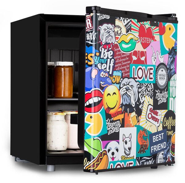 Klarstein Cool Vibe 46+, хладилник, 46 л, 1 рафт, стил Stickerbomb