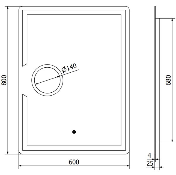 Mexen Onyx осветено огледало за баня с козметично огледалце 60 x 80 см, LED 6000K