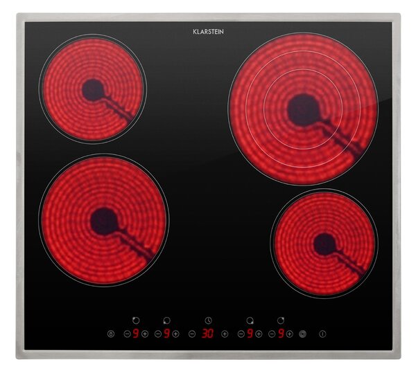 Klarstein Virtuosa 4 Prime, плот за вграждане, 4 зони, 6500W, стъклокерамика, рамка от благородна стомана
