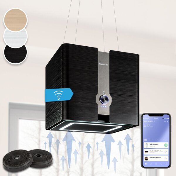 Klarstein Futurelight Smart, Островен абсорбатор, Рециркулация, 413m³/h, LED, неръждаема стомана