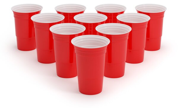 BeerCup Andrews, червени чаши за бира, 473 ml (16 oz), включително топчета и правила