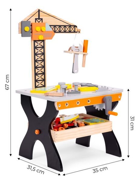 Дървена работилница за деца, маса за инструменти ECOTOYS