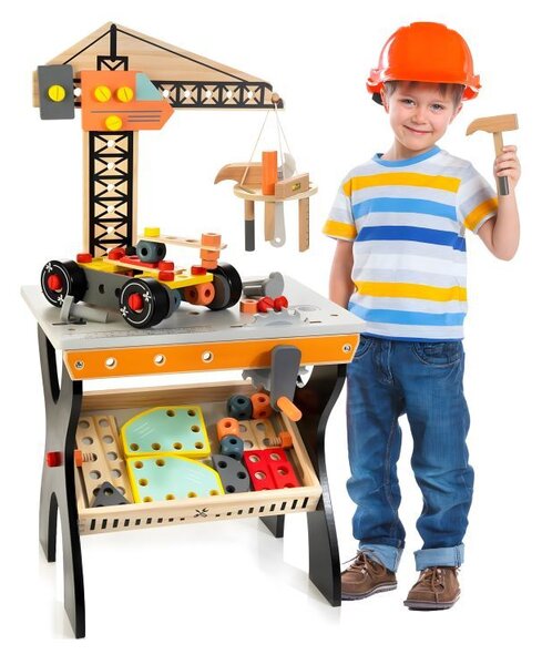 Дървена работилница за деца, маса за инструменти ECOTOYS