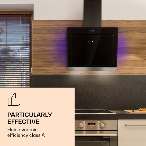 Klarstein Aurora Eco 60, аспиратор, 60 cm, стенен, 550 m³/h, A+, сензорно управление, черен
