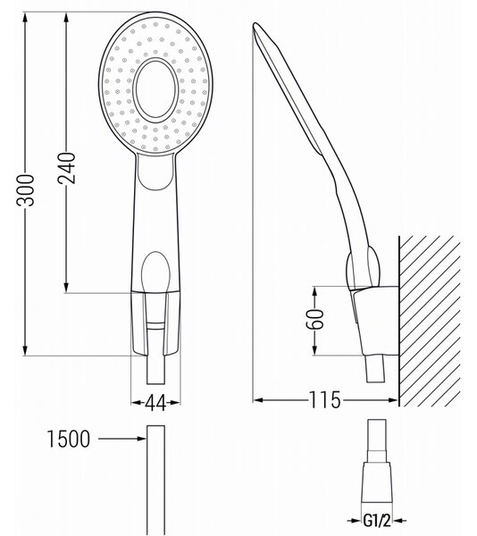 Mexen R-73 комплект за точков душ, черен - 785735052-70