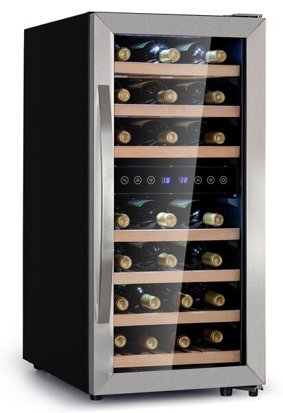 Klarstein Vinamour 33 Duo, охладител за вино, 2 зони, 89 л / 33 бутилки, 5-18 °C, сензорно управление