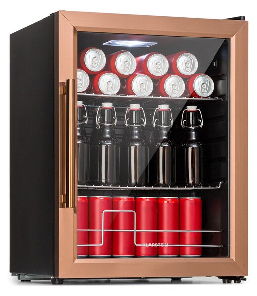 Klarstein Beersafe XL, хладилник, 60 литра, 2 рафта, панорамна стъклена врата, неръждаема стомана