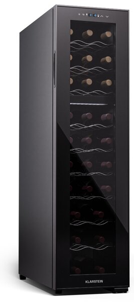 Klarstein Shiraz 27 Uno, охладител за вино, 2 зони, 83 л/27 бутилки, 5-18 / 5 - 18 °C, сензорно управление