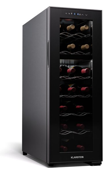 Klarstein Shiraz 18 Duo, охладител за вино, 2 зони, 53 л/18 бутилки, 5-18 / 5-18 °C, сензорно управление