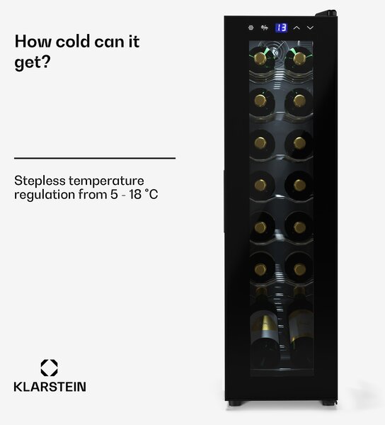 Klarstein Shiraz 14 Slim Uno хладилник за вино 14 бутилки 5 - 18 °C, сензорно управление