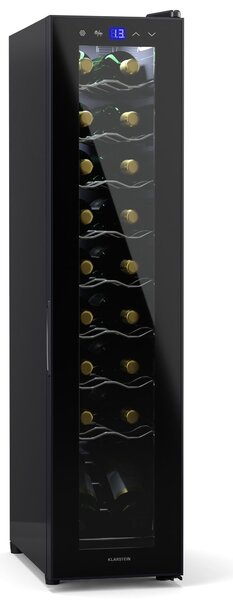 Klarstein Shiraz 18 Slim Uno, хладилник на вино, 18 бутилки, 5 - 18 °C, сензорно управление