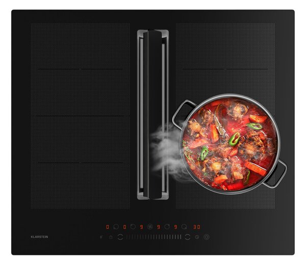 Klarstein Chef-Fusion Down Air System индукционна печка + DownAir абсорбатор, 60 cm, 600 м³/ч EEC A+