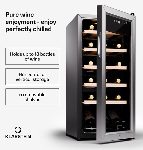 Klarstein Shiraz Premium Smart 18, Хладилник за вино за 18 бутилки