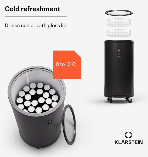 Klarstein Mr. Barbot 50, охладител за напитки, бар хладилник, 50 литра, 0-16 °C, мобилен