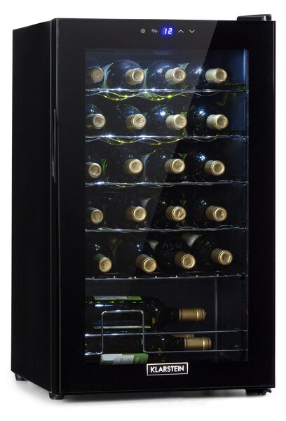 Klarstein Shiraz 24 Uno, охладител за вино, 67 л, 24 бутилки, сензорен, 5 - 18 °C, черен