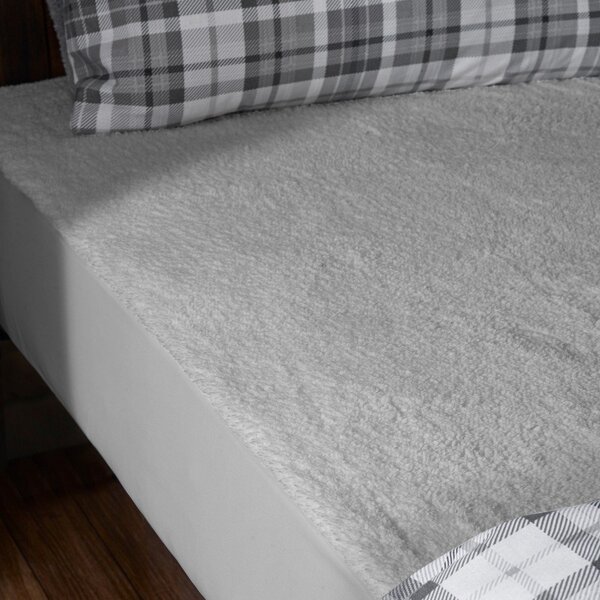 Сив еластичен чаршаф от микроплюш 90x190 cm Thermal Sherpa – Catherine Lansfield