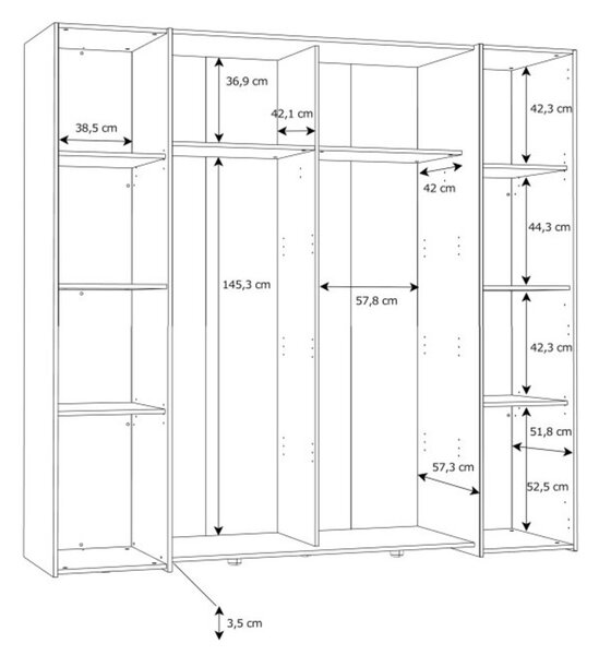 Гардероб Kalixtus - 200.1 x 61.6 x 195.5 cm, различни цветове