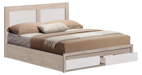 Легло Capri с 2 чекмеджета сонома -бял цвят 120x200 см